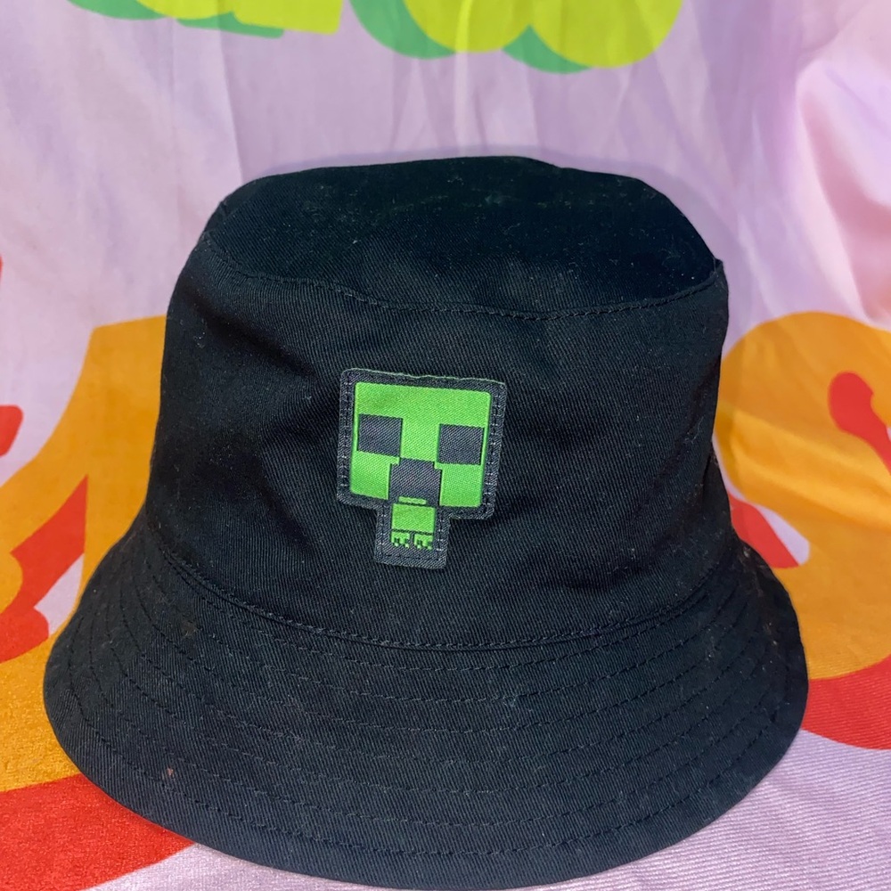 Kids Minecraft Black and Green Bucket Hat